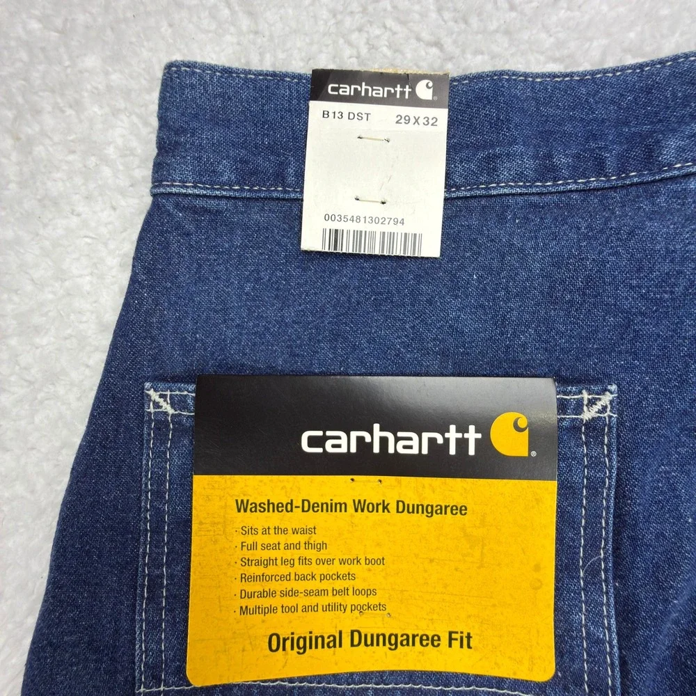Carhartt Work Dungaree Denim Jeans Mens 29x32 B13 DST Darkstone NWT NOS